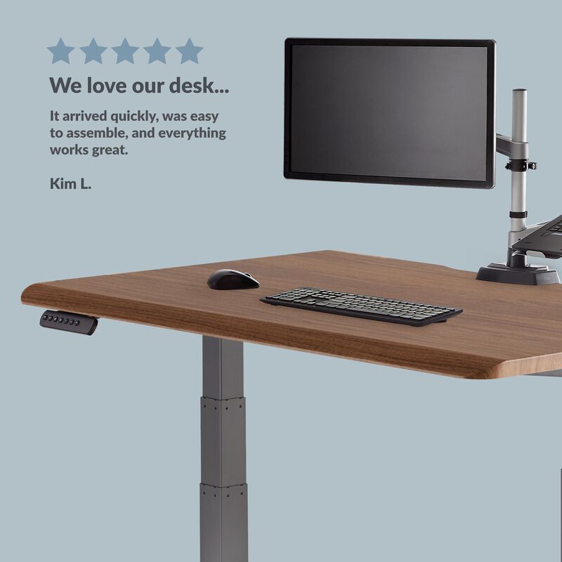 kim l. states we love our desk it arrived quickly was easy to assemble and everything works great with a five star rating with desk showing  image number null